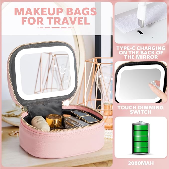 Small Makeup Bag Travel Train Case
