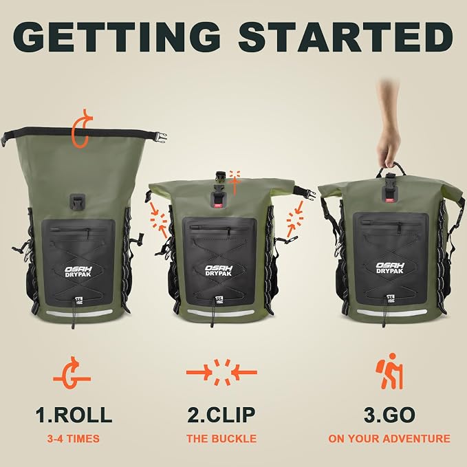 Waterproof Backpack Dry Bag 35L/55L/85L – Heavy Duty Roll-Top Hiking Backpack