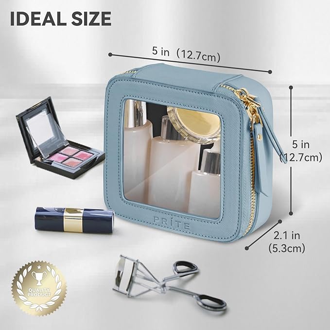 Prite Small Makeup Bag for Women Portable Clear Makeup Bag Cute Mini Waterproof
