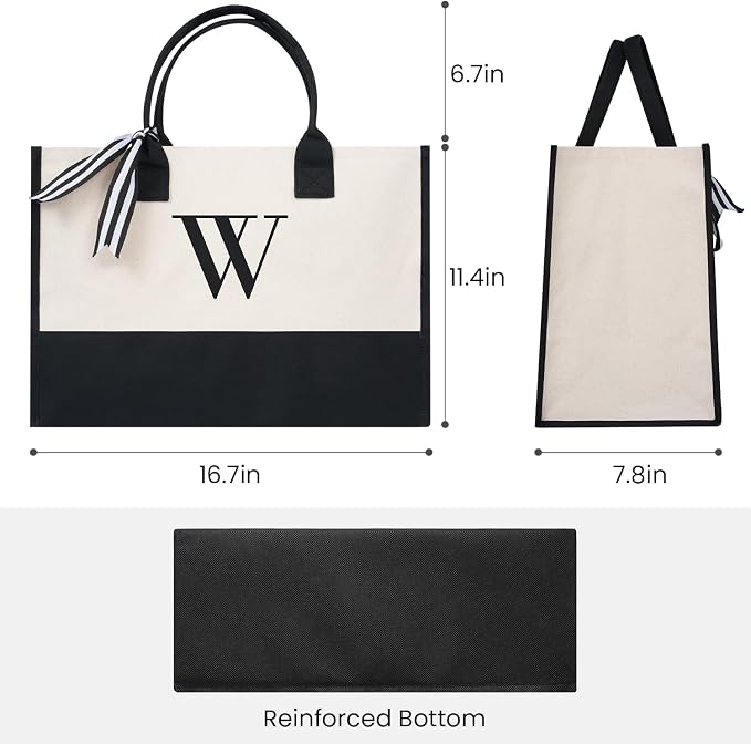 BAGAIL Initial Tote Bag, Personalized Birthday Gifts