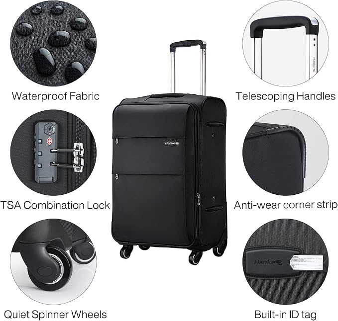 Hanke 20 Inch Expandable Carry On Luggage 22x14x9 Airline Approved Softside