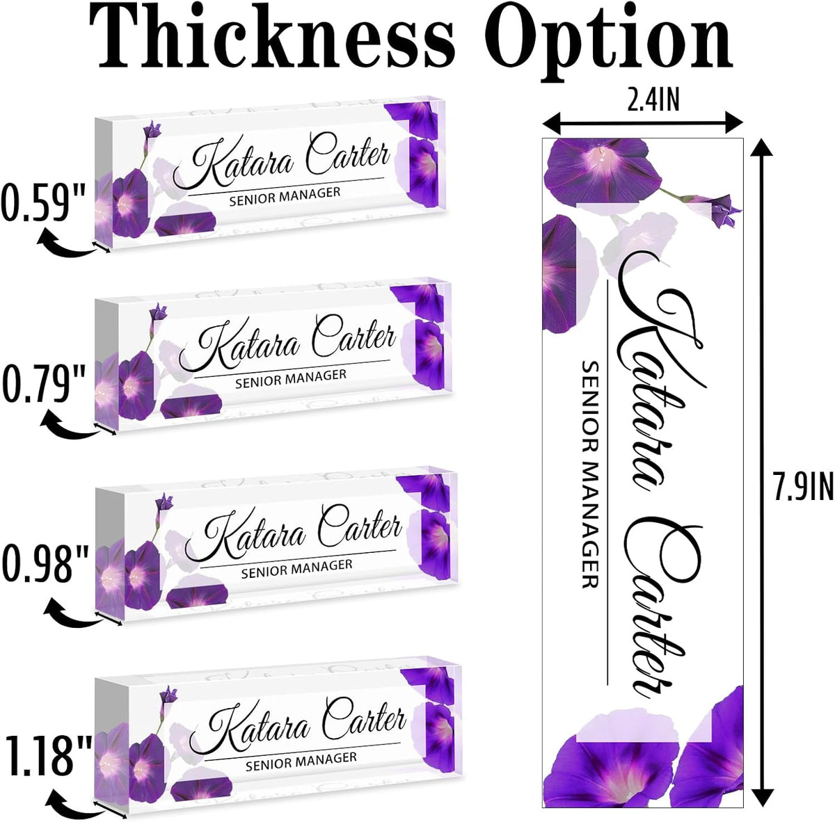 Name Plate for Desk Personalized, Acrylic Desk Decorations, Employee Appreciation Gifts, Custom Office Gifts for Coworkers, Boss, Teacher, Nurse (Morning Glory)