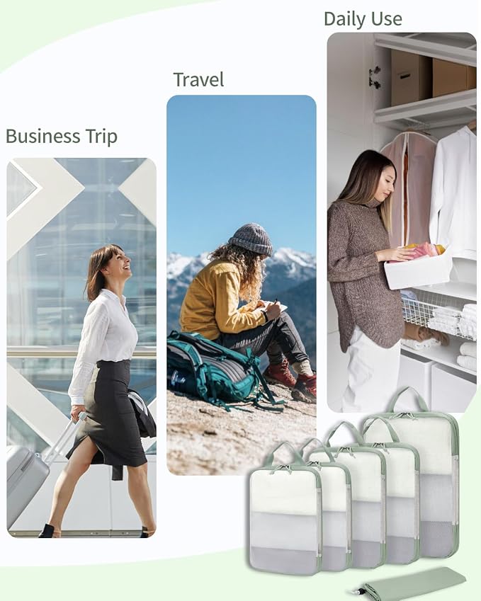 ECOHUB 6 Set Compression Packing Cubes, Lightweight Vacation Travel Essentials