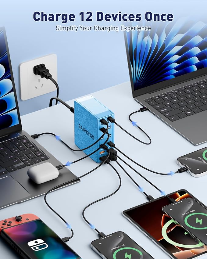 USB Charging Station, 12-Port USB C Charger Block