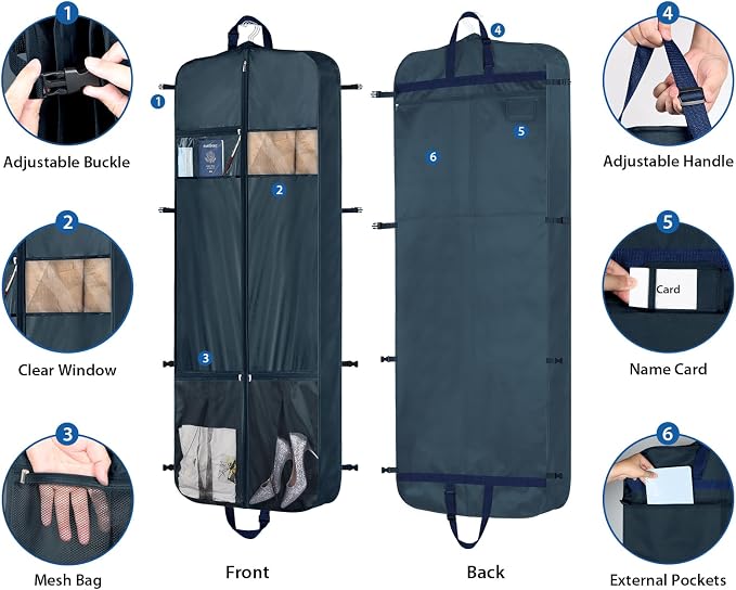 Zilink 60" Garment Bags for Travel Dress Travel Bag for Closet Storage Fur Coat