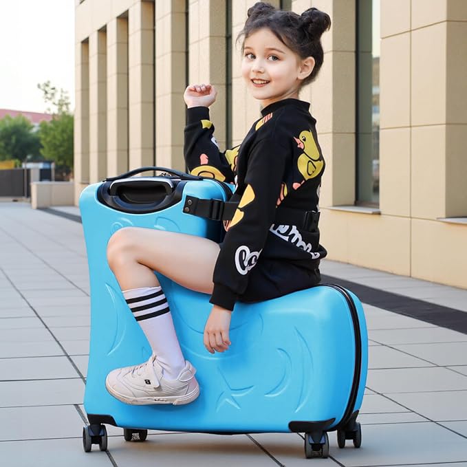 Kids Ride-On Suitcase, Hardside Rolling Luggage