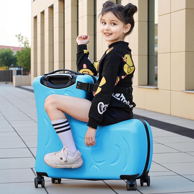 N-A Kids Ride On Suitcase with Wheels, Scooter Luggage