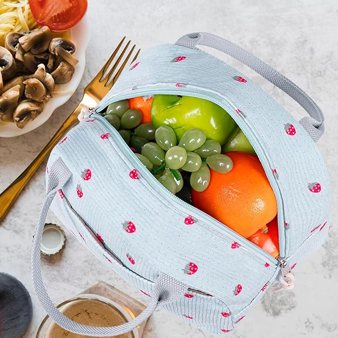Bluboon Lunch Bag for Women Men Cute Corduroy Lunch Tote Bags Reusable