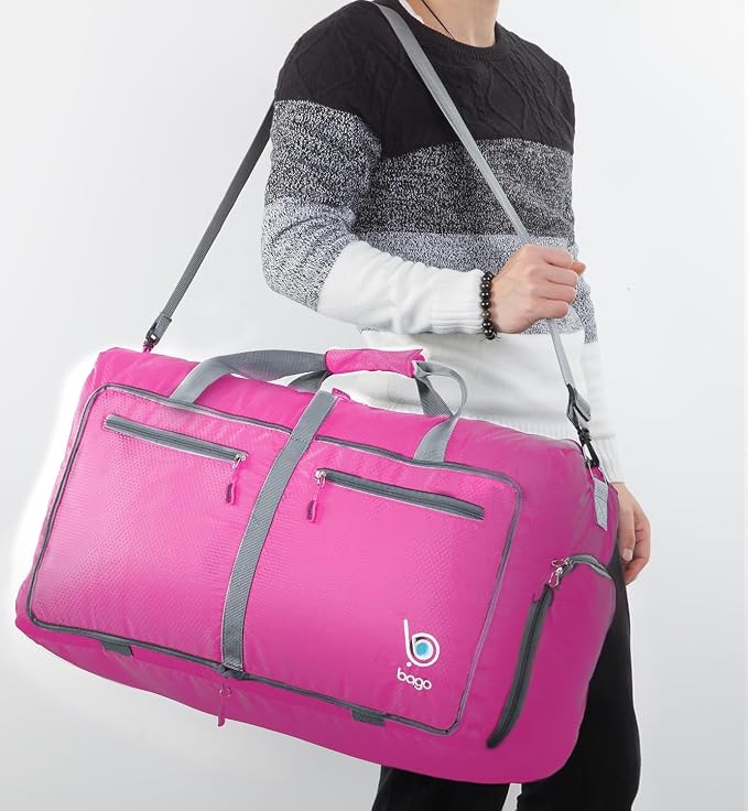 Bago Foldable Duffel Bags for Traveling Women & Men - 60L Medium Packable