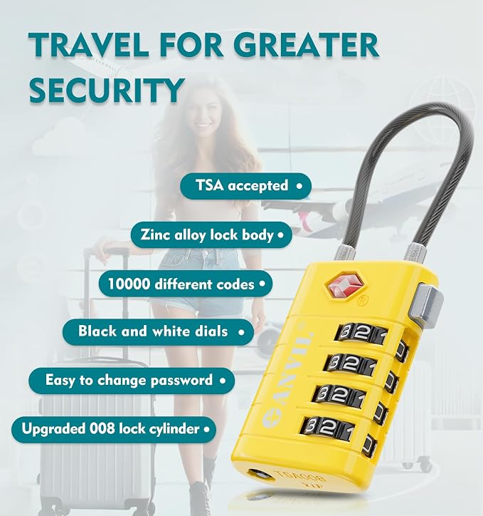 ANVIL 4 Digit Luggage Locks, TSA Locks