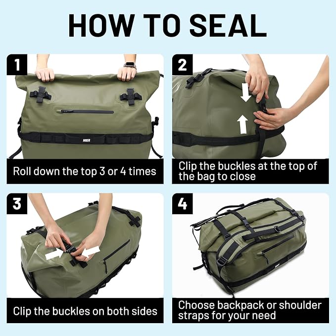 MIER Large Waterproof Duffel Bag Rolltop Dry Backpack Duffle Bags