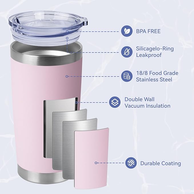 HASLE OUTFITTERS 20oz Stainless Steel Tumblers Bulk, Insulated Travel Cup