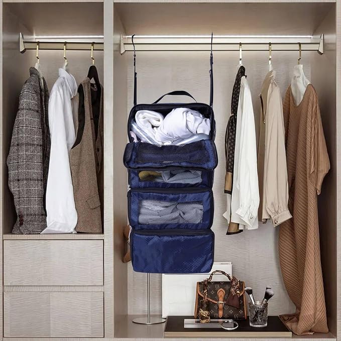 Suitcase Organizer, Travel Luggage Organizer Portable Hanging Travel Shelves