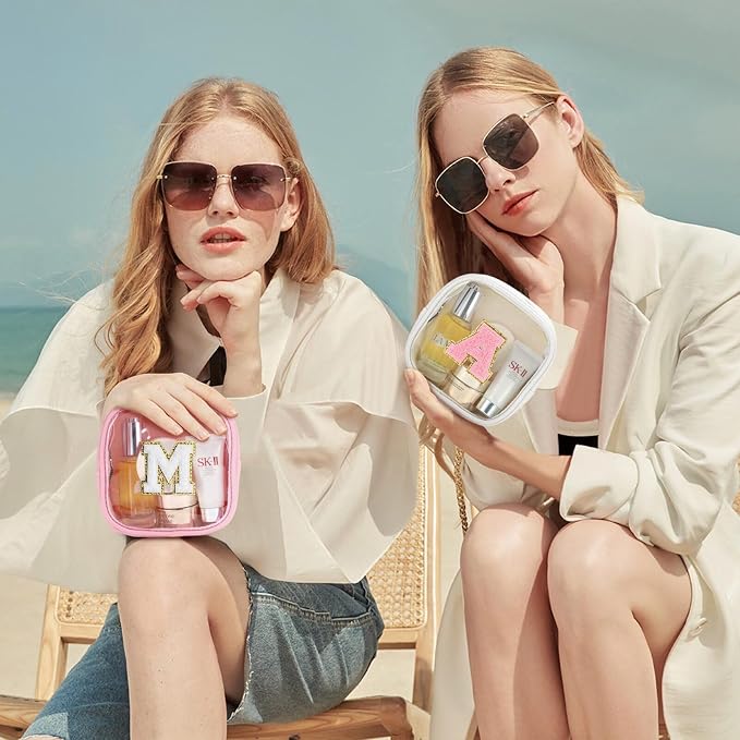 YOOLIFE Mini Initial Makeup Bag | Travel Toiletry Bag | Clear Makeup Bag |