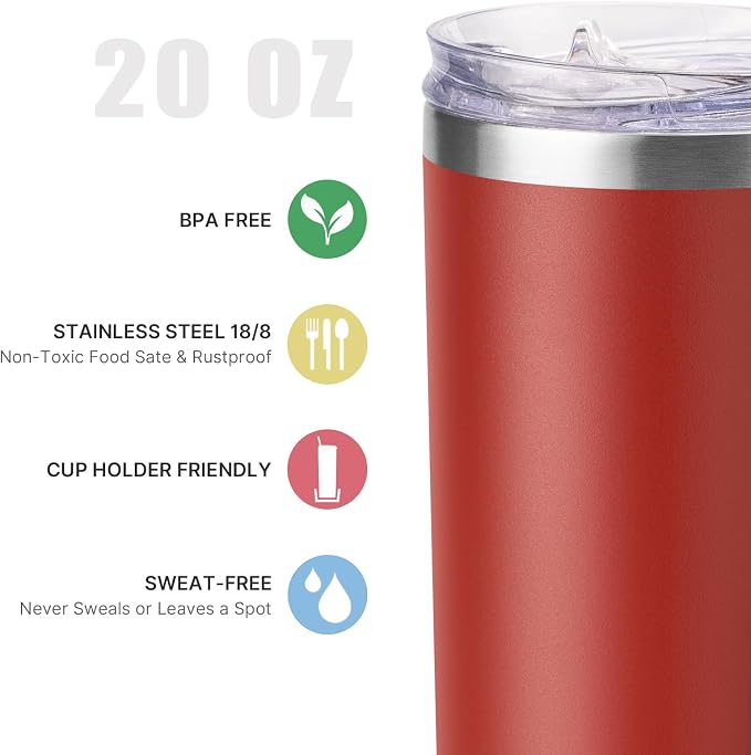 koodee Skinny Tumbler-20 oz Stainless Steel Iced Coffee Tumbler