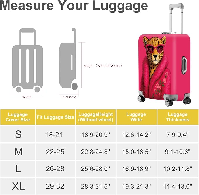 ANNA QUEEN Fashionable Leopard Luggage Cover, Leopard in Pink Coat and