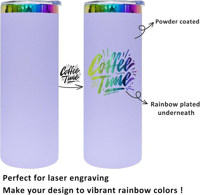 20 oz Skinny Tumblers Stainless Steel Tumbler with Lid and Straw Double Wall Vacuum Insulated Coffee Mug 20oz Powder Coated Cup for Hot and Cold Drinks(Purple,4 pack)
