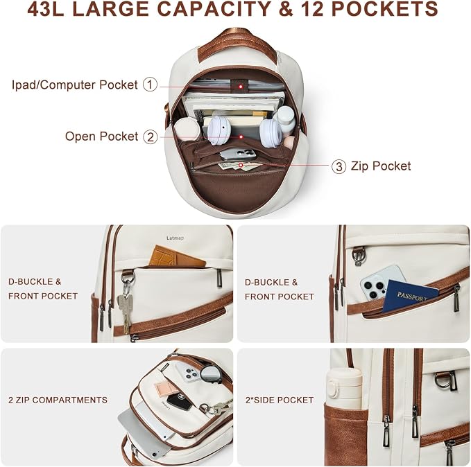 43L Backpack for Women Men