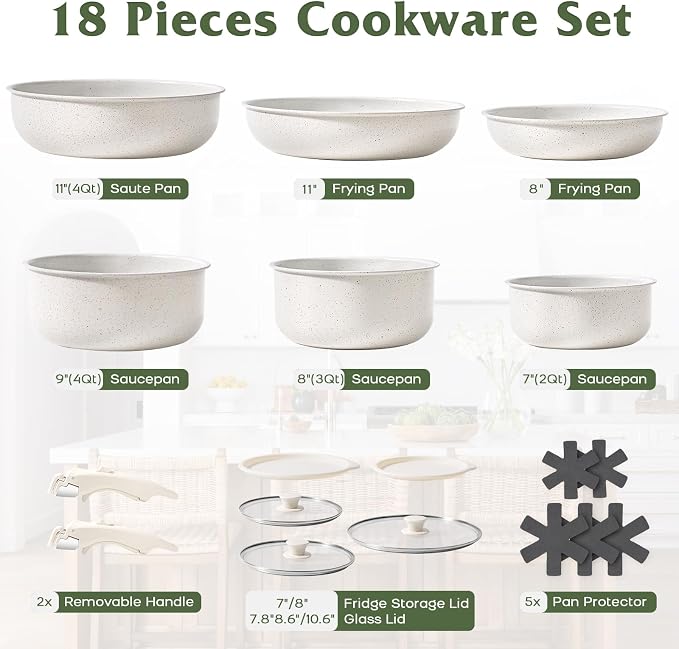 18 Pcs Pots and Pans Set Non Stick, Cookware Sets