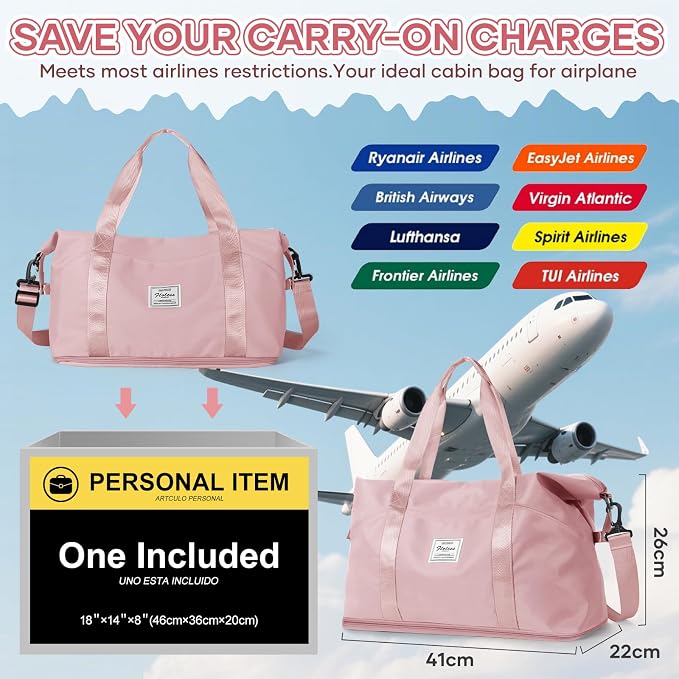 Travel Duffel Bag, Sports Tote Gym Bag, Shoulder Weekender Overnight Bag