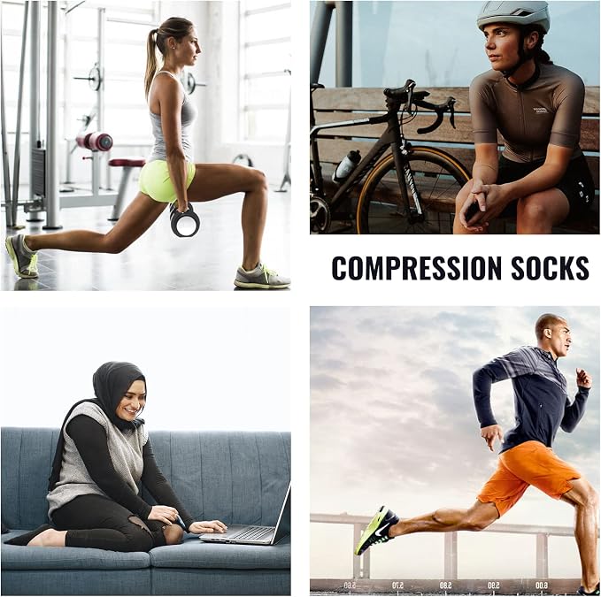 Compression Socks for Women Men Circulation Knee High 8 Pairs for Nurses