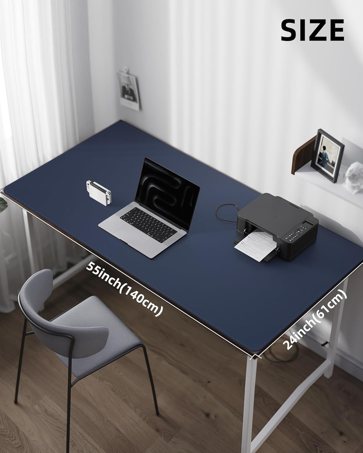 Large Desk Mat 55"x24" - Premium Non-Slip Desk Pad, Waterproof and Scratch-Resistant Office Desk Protector, Large Desk pad Workspace Mat for Home and Office(Midnight Blue)