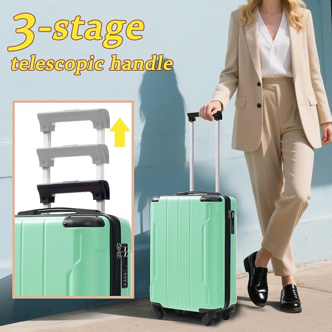 Merax Carry on Luggage Set, 20 Inch Hardshell ABS Suitcase