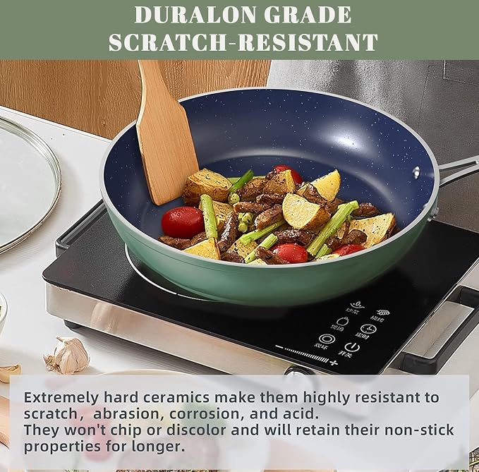 Nuwave 7pc Cookware Set Healthy Duralon Blue Ceramic Nonstick Coated, Diamond