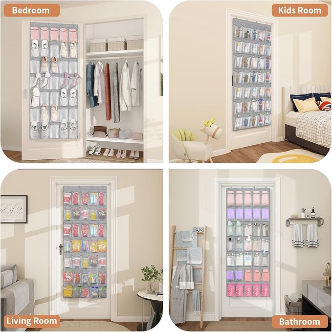 FENTEC 35 Large Pockets Over The Door Shoe Organizer, Mesh Hanging Shoe