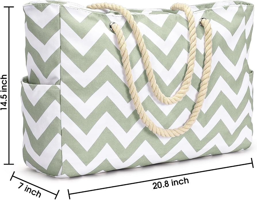 Becokan Beach Bags for Women Large Waterproof Beach Tote Bag Zipper Beach Bags