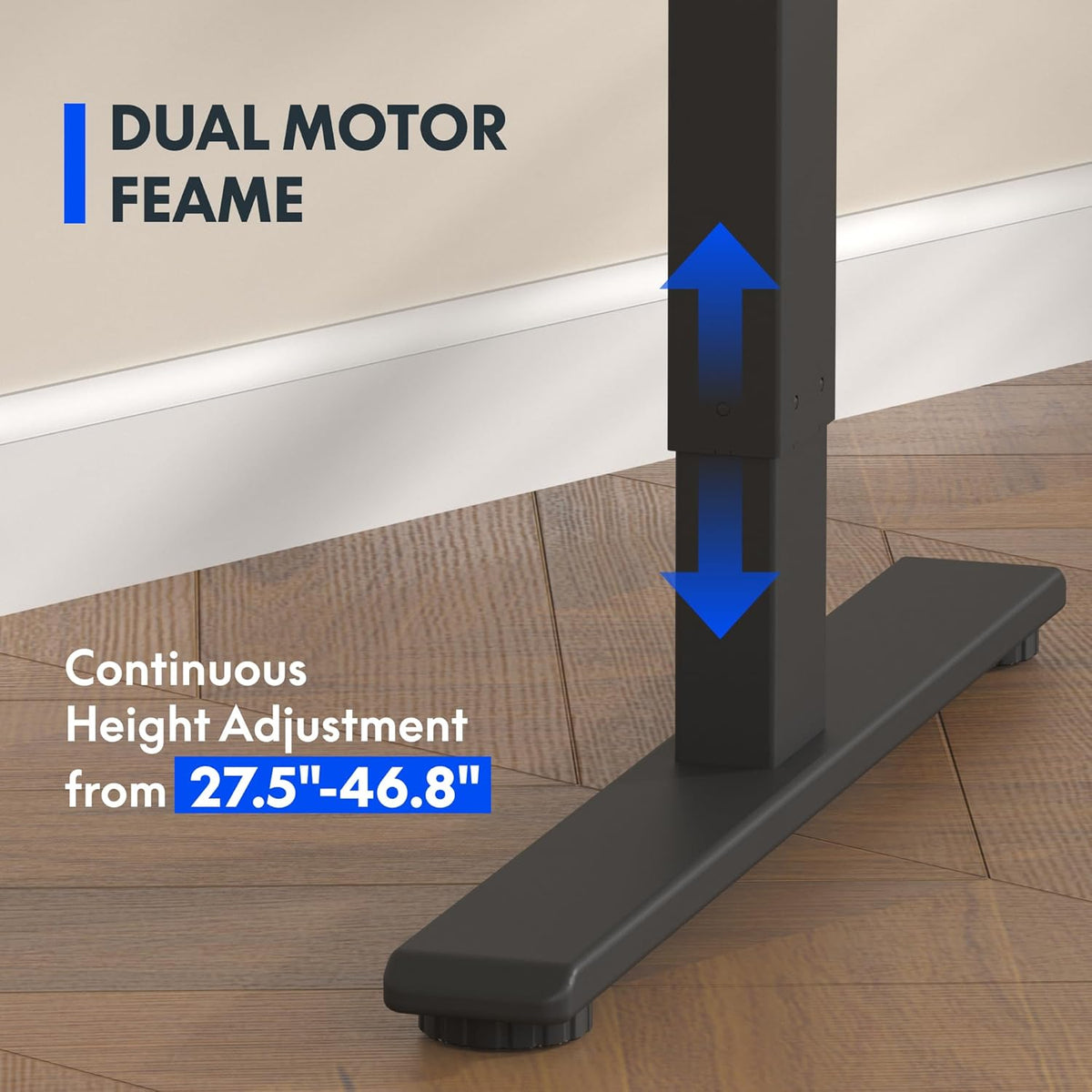 FLEXISPOT E3 Dual Motor Electric Standing Desk 55x28 Inch Whole-Piece Board Height Adjustable Electric Sit Stand Desk (Black Frame + Brown Wood Grain Desktop, 2 Packages)