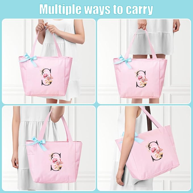 Vavabox Tote Bag, A-Z Initial Monogrammed Waterproof Tote Bag, Bridesmaid Gifts