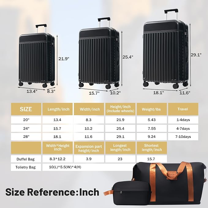 Merax Luggage Sets, Durable Hardshell 3 Piece Suitcase