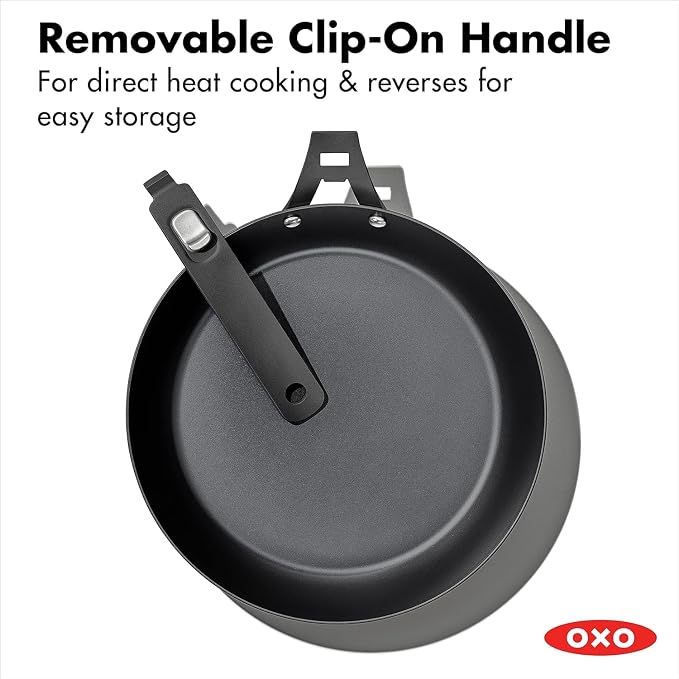 OXO Outdoor Pre-Seasoned Carbon Steel 10" Frying Pan Skillet, Detachable Handle