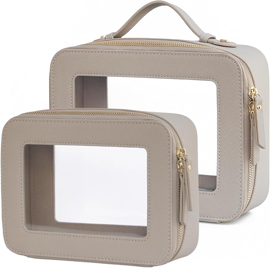 Popvibe Clear Makeup Bag Travel Cosmetic Case Transparent Toiletry Bag