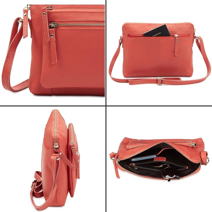 Wise Owl Accessories Small Soft Pebbled Real Leather Crossbody Handbags Purses