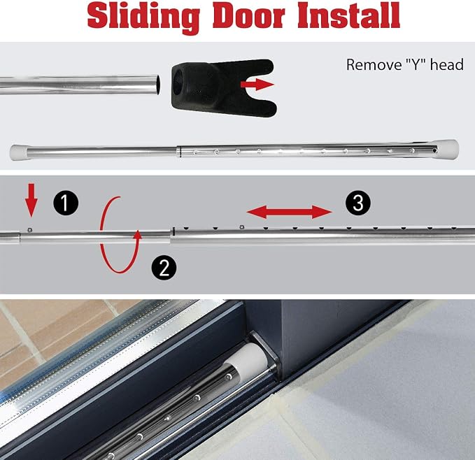 Door Security Bar, SECURITYMAN 2 in 1 Adjustable Door Stoppers Security Bar &