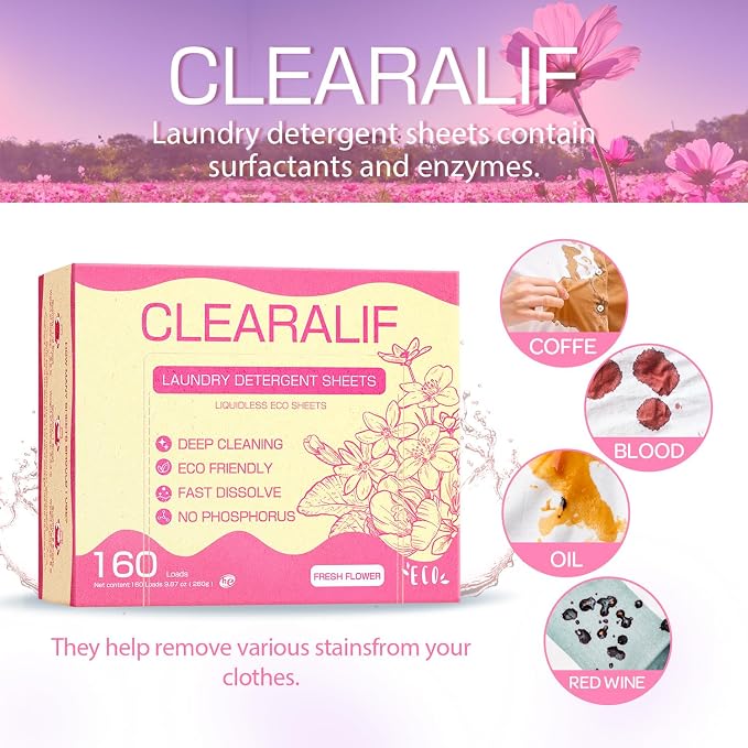 Laundry Detergent Sheets Up to 160 Loads, Fresh Flower