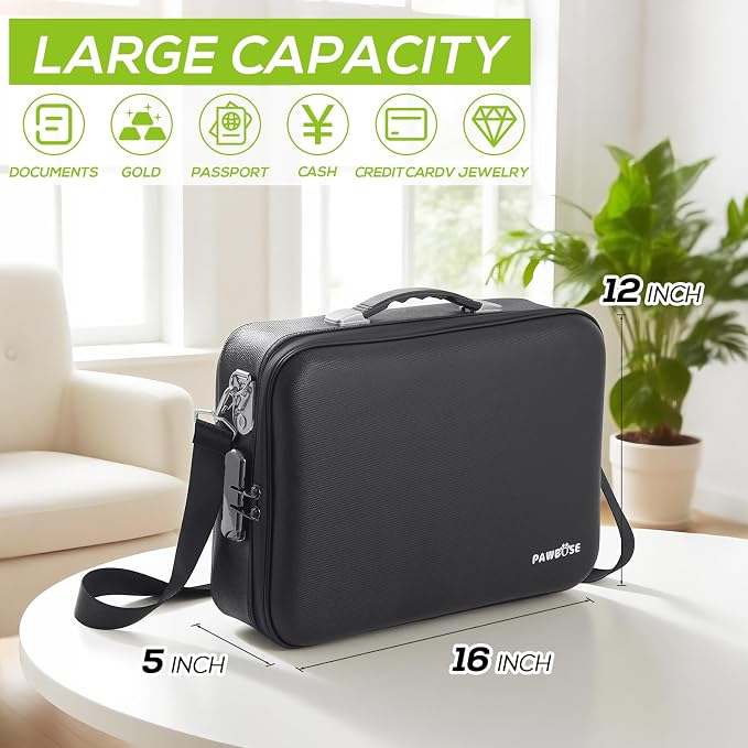 Fireproof Document Box with Combination Lock, Fireproof Water-Resistant Hard