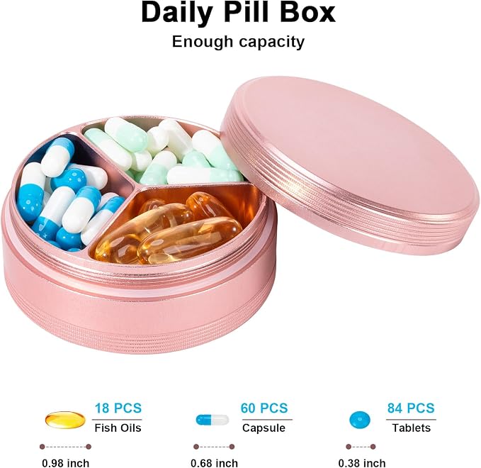 Metal Travel Pill Box 3 Compartment