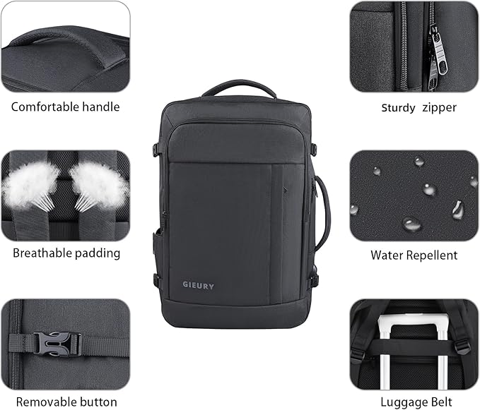 Carry On Backpack, 50L Travel Backpack, Luggage Backpack TSA Flight Approved