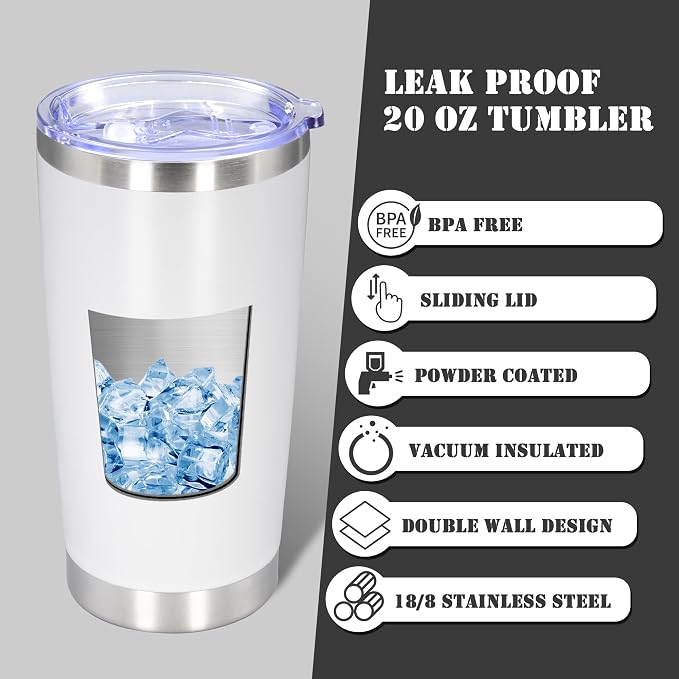 20 oz Tumbler with lid Double Wall Vacuum Insulated Tumblers Stainless Steel
