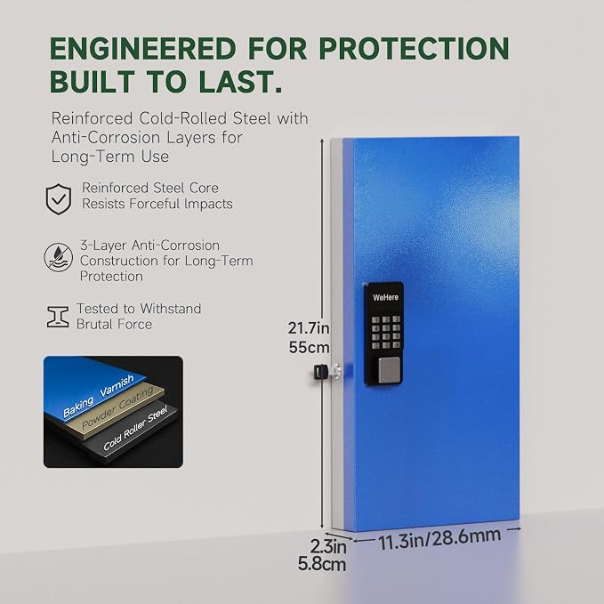 WeHere 48 Key Lock Box Wall Mount, APP Bluetooth/OTP/Wi-Fi Remote/Fixed