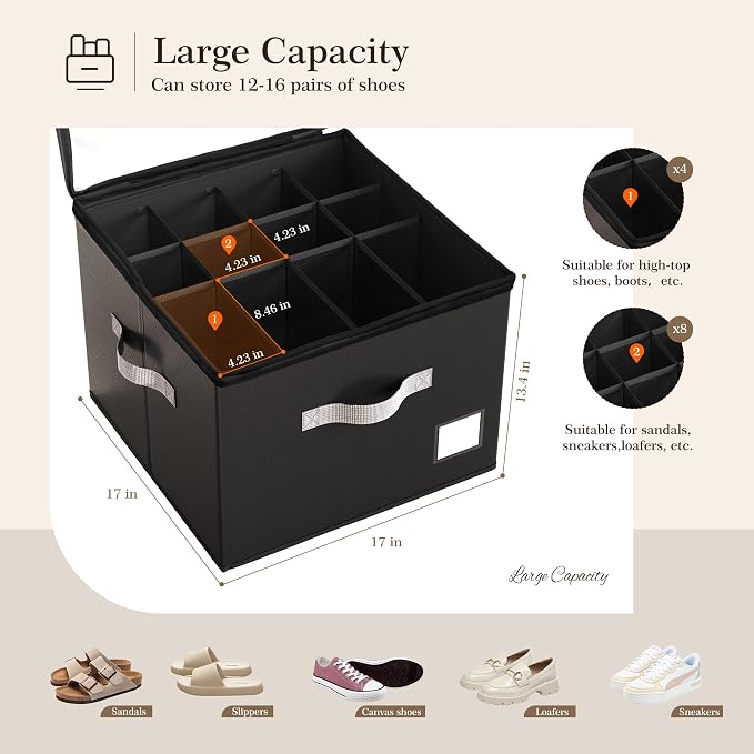 Criusia Shoe Organizer for Closet, Foldable Shoe Storage Organizer