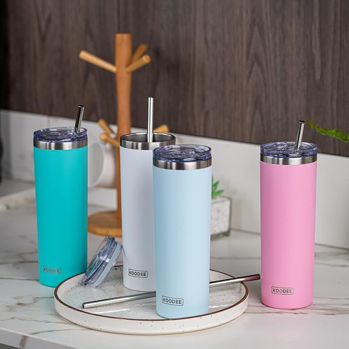 koodee 20 oz Skinny Tumbler Stainless Steel Double Wall Insulated Water Tumbler