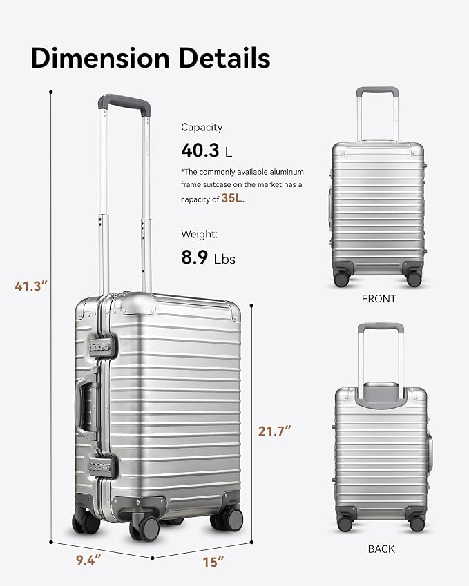 LUGGEX All Aluminum Carry On Luggage