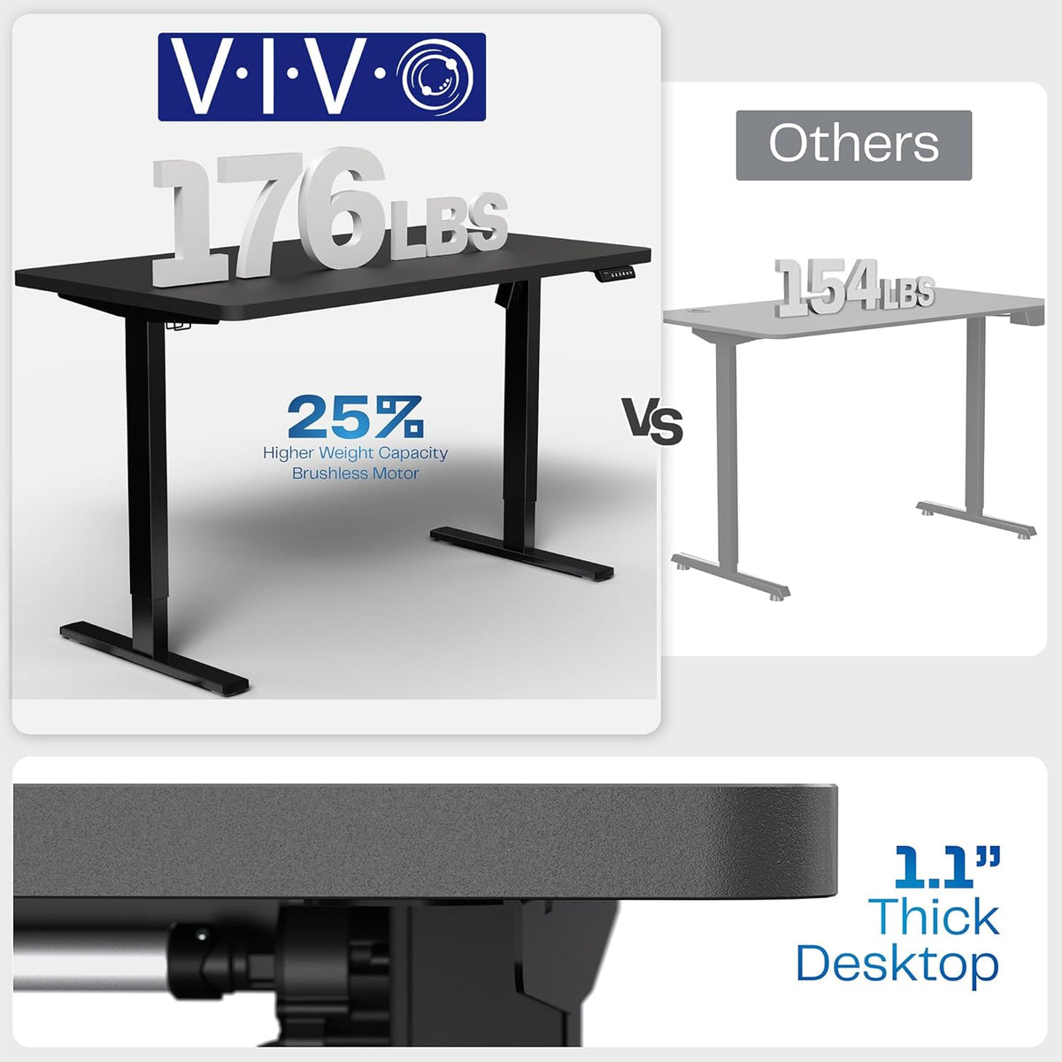 VIVO Electric 43 x 24 in Standing Desk, Memory Height Adjustment, 1B Series, One-Piece Light Wood Top, Black Frame, DESK-KIT-1B4C