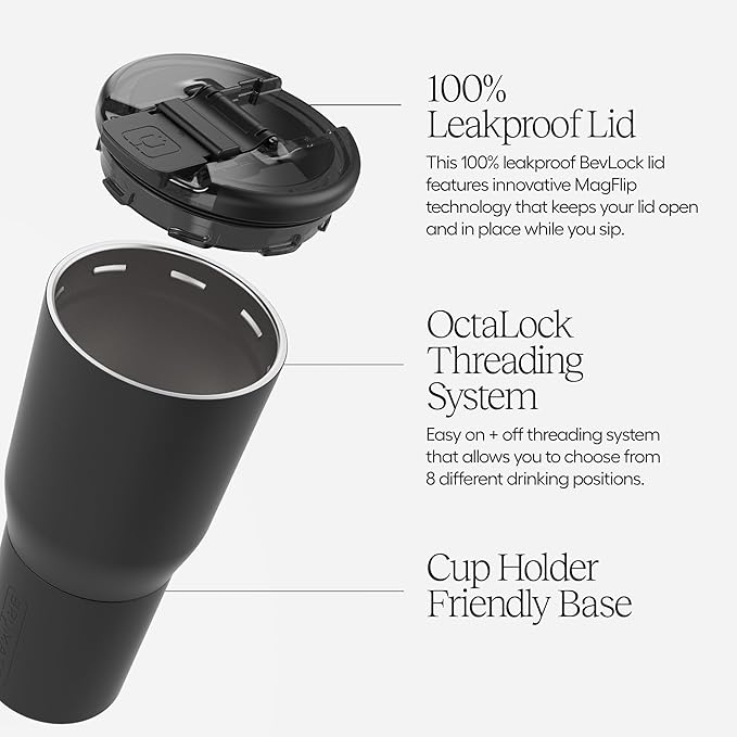 BrüMate Nav 25oz 100% Leak Proof Insulated Travel Tumbler with Magnetic BevLock™ Lid - Double Wall Cup-Holder Friendly Stainless Steel Mug (Mocha)