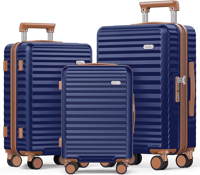 SHOWKOO Luggage Sets 3 Piece Hardside Expandable Suitcase