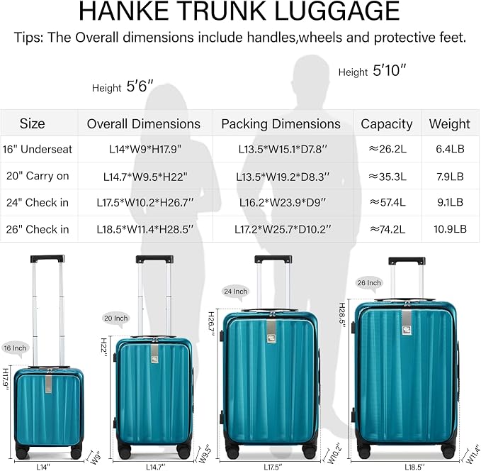 Hanke 16 Inch Underseat Carry On Luggage